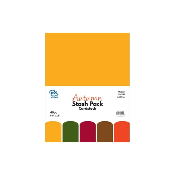 Paper Accents Cardstock Stash Pack - Autumn, Pkg of 40 Sheets, 8-1/2" x 11"