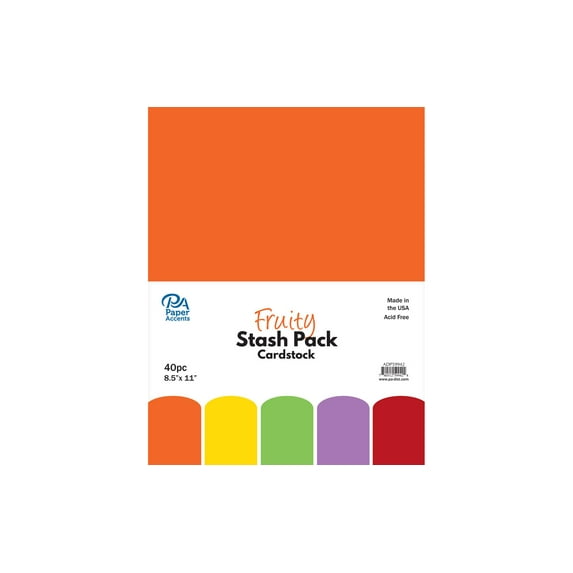 Paper Accents Cardstock Stash Pack - Fruity, Pkg of 40 Sheets, 8-1/2" x 11"