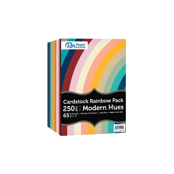 Paper Accents Cardstock Variety Pack 5"x 7" Rainbow 65lb Modern Hues 250pc