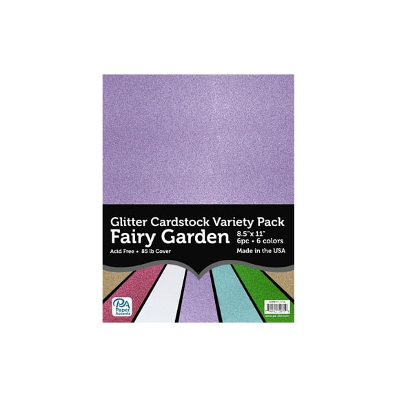 Paper Accents Cardstock Variety Pack Glitter 8.5"x 11" Fairy Garden 6pc