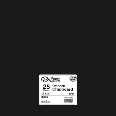 Paper Accents Chipboard 12"x 12" 1X Heavy 50pt Black 25pc