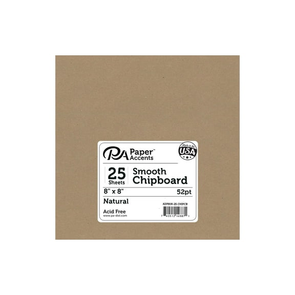 Paper Accents Chipboard 8"x 8" 1X Heavy 52pt Natural 25pc