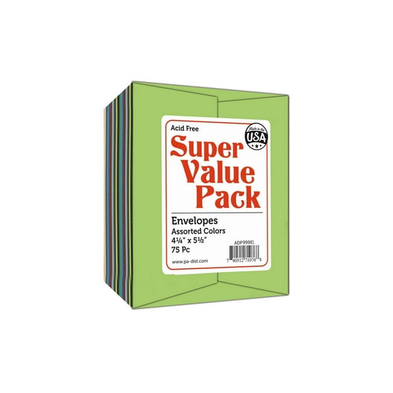 Super Value Envelopes 4.25x5.5 Assorted 75pc