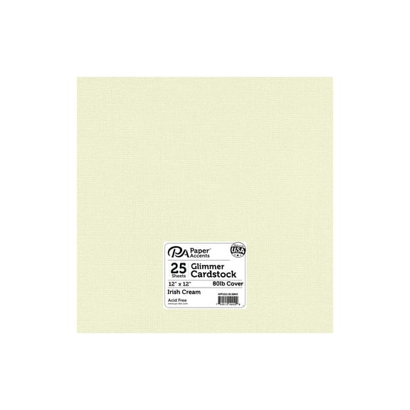 Paper Accents Glimmer Cardstock 12"x 12" 80lb 25pc Irish Cream