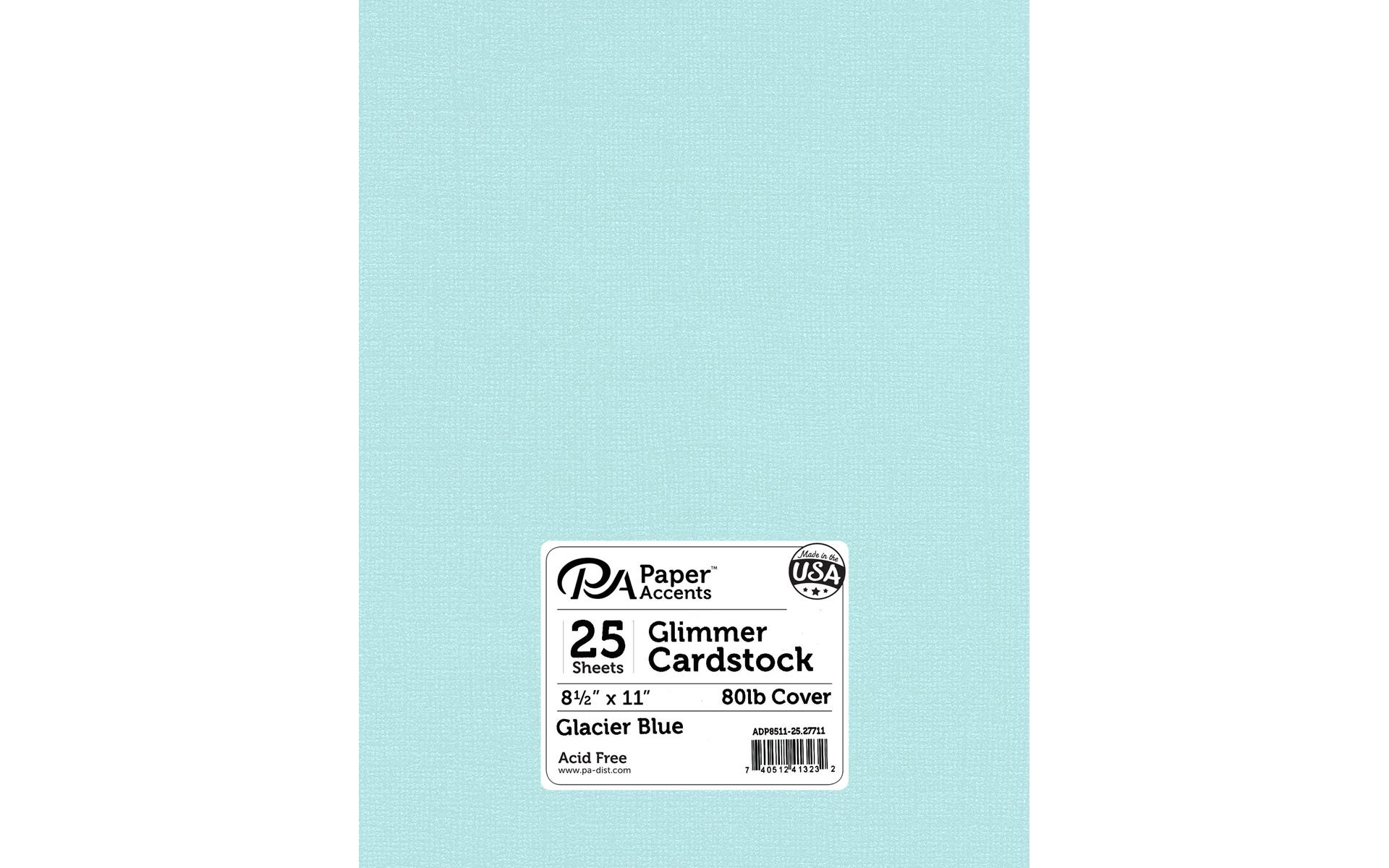 Paper Accents Glimmer Cardstock 8.5"x 11" 80lb 25pc Glacier Blue