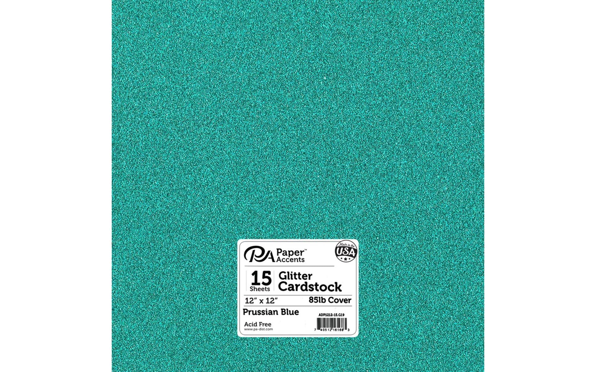 Paper Accents Glitter Cardstock 12"x 12" 85lb 15pc Prussian Blue