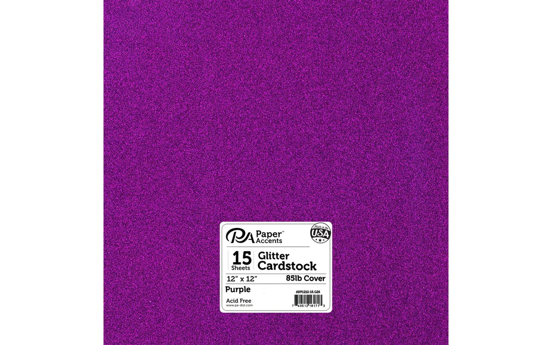 Rramorrra Purple Glitter Cardstock Paper 12 x 12 15 Sheets 350gsm/130lb  Heavyweight Premium Purple Sparkly Construction Paper for Cricut Machine