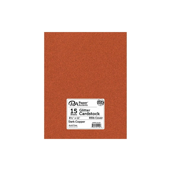 Paper Accents Glitter Cardstock 8.5"x 11" 85lb 15pc Dark Copper