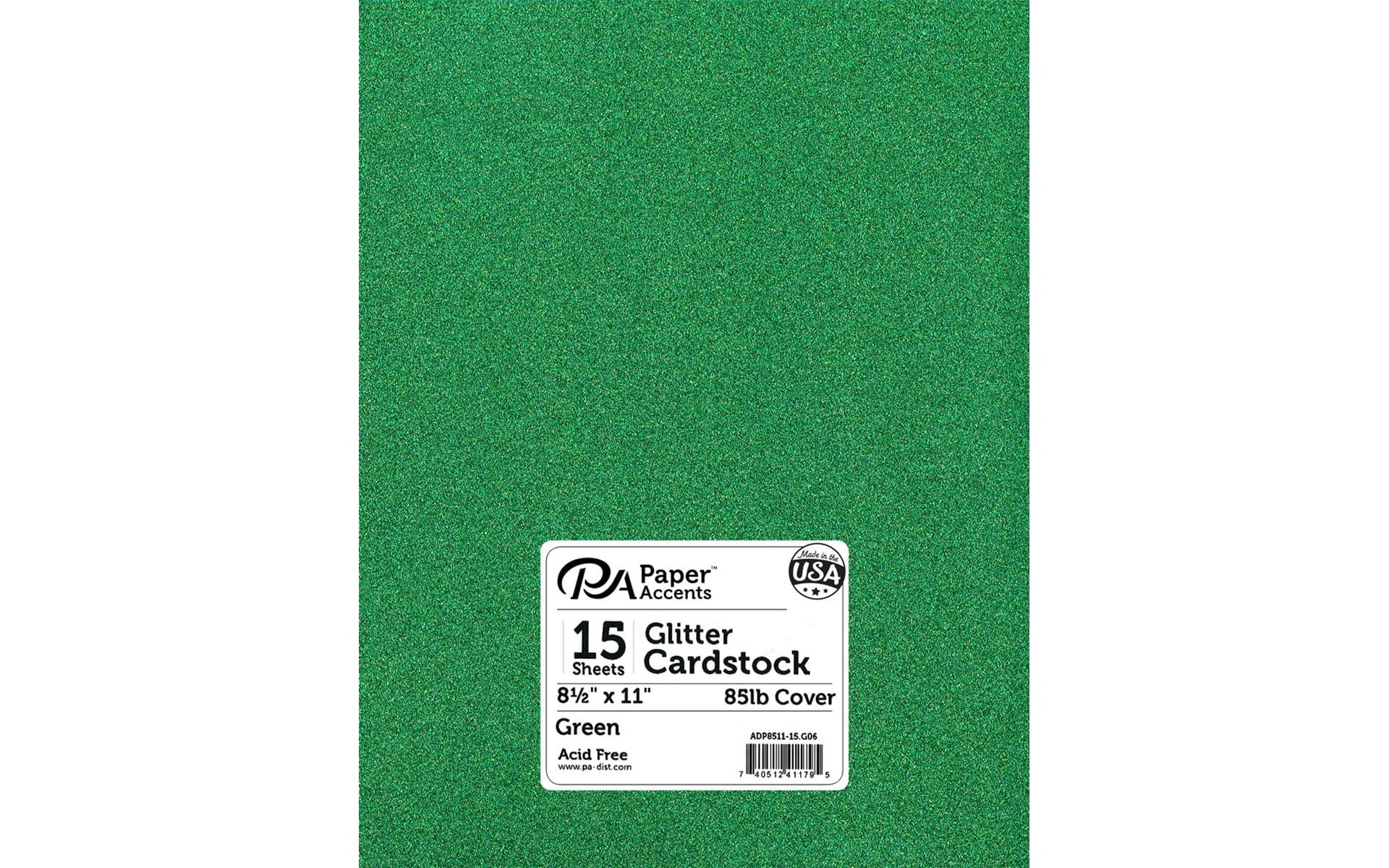 Paper Accents Glitter Cardstock 8.5"x 11" 85lb 15pc Green