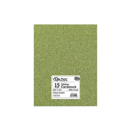 Paper Accents Glitter Cardstock 8.5"x 11" 85lb 15pc Olive Green