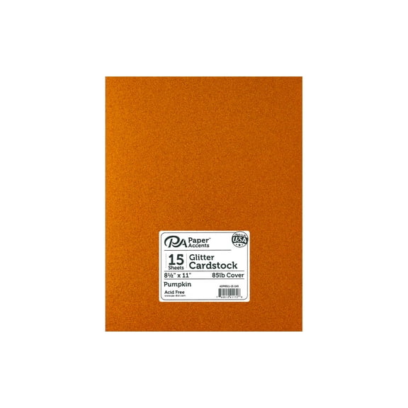 Paper Accents Glitter Cardstock 8.5"x 11" 85lb 15pc Pumpkin