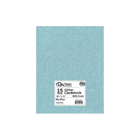 Paper Accents Glitter Cardstock 8.5"x 11" 85lb 15pc Sky Blue