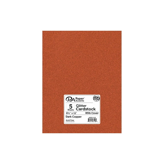 Paper Accents Glitter Cardstock 8.5"x 11" 85lb Dark Copper 5pc