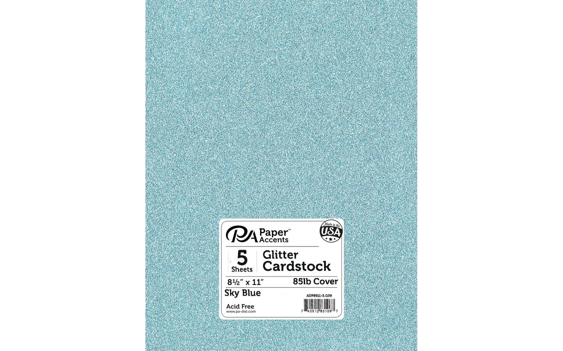 Paper Accents Glitter Cardstock 8.5"x 11" 85lb Sky Blue 5pc