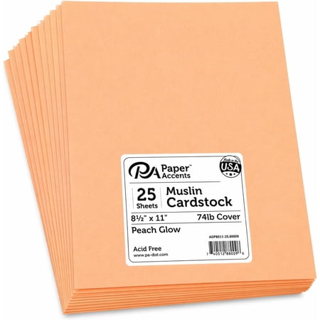 Paper Accents Muslin Texture Cardstock, Peach Glow, 8.5x11 Inch, 25 Pack, 74lb, Scrapbooking Card Making and Crafts