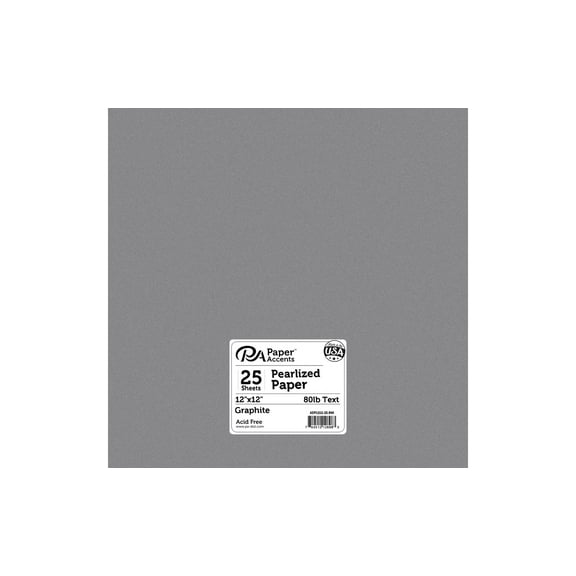 Paper Accents Paper Pearlized 12"x 12" 25pc 80lb Graphite