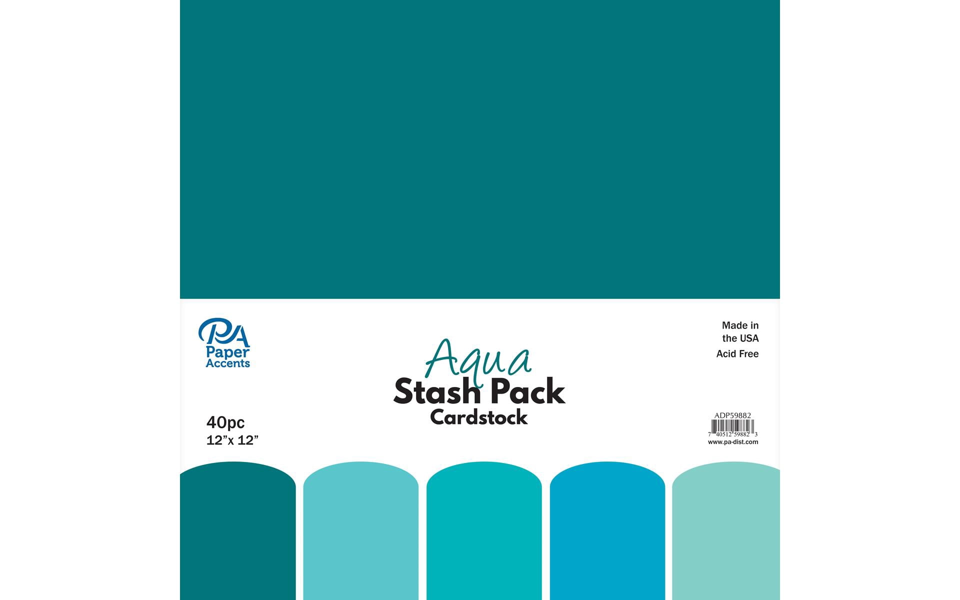 Paper Accents Stash Pack Cardstock 12"x 12" Aqua 40pc