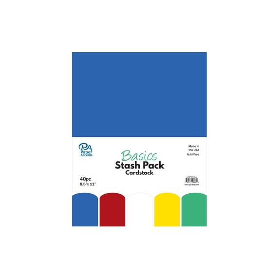 Paper Accents Stash Pack Cardstock 8.5"x 11" Basics 40pc