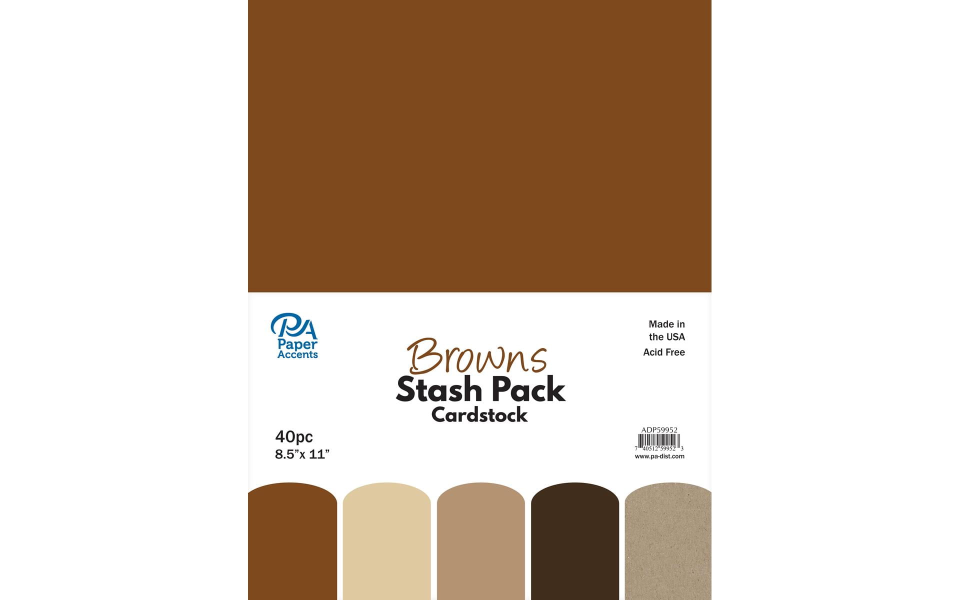 PA VINYL Paper Accents Stash Pack Cardstock 8.5"x 11" Browns 40pc