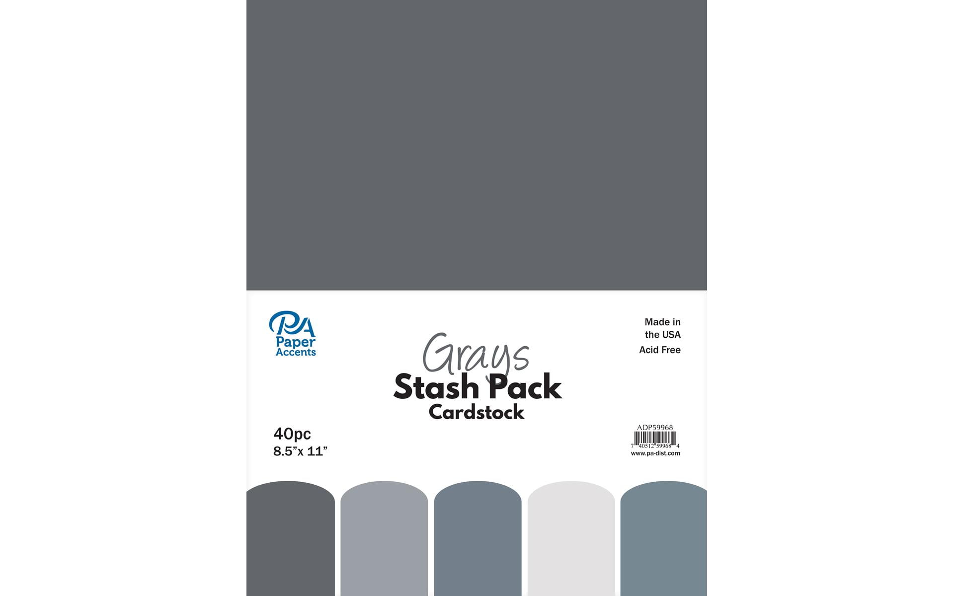 Paper Accents Stash Pack Cardstock 8.5"x 11" Grays 40pc