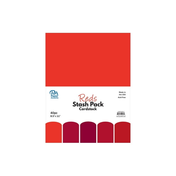 Paper Accents Stash Pack Cardstock 8.5"x 11" Reds 40pc