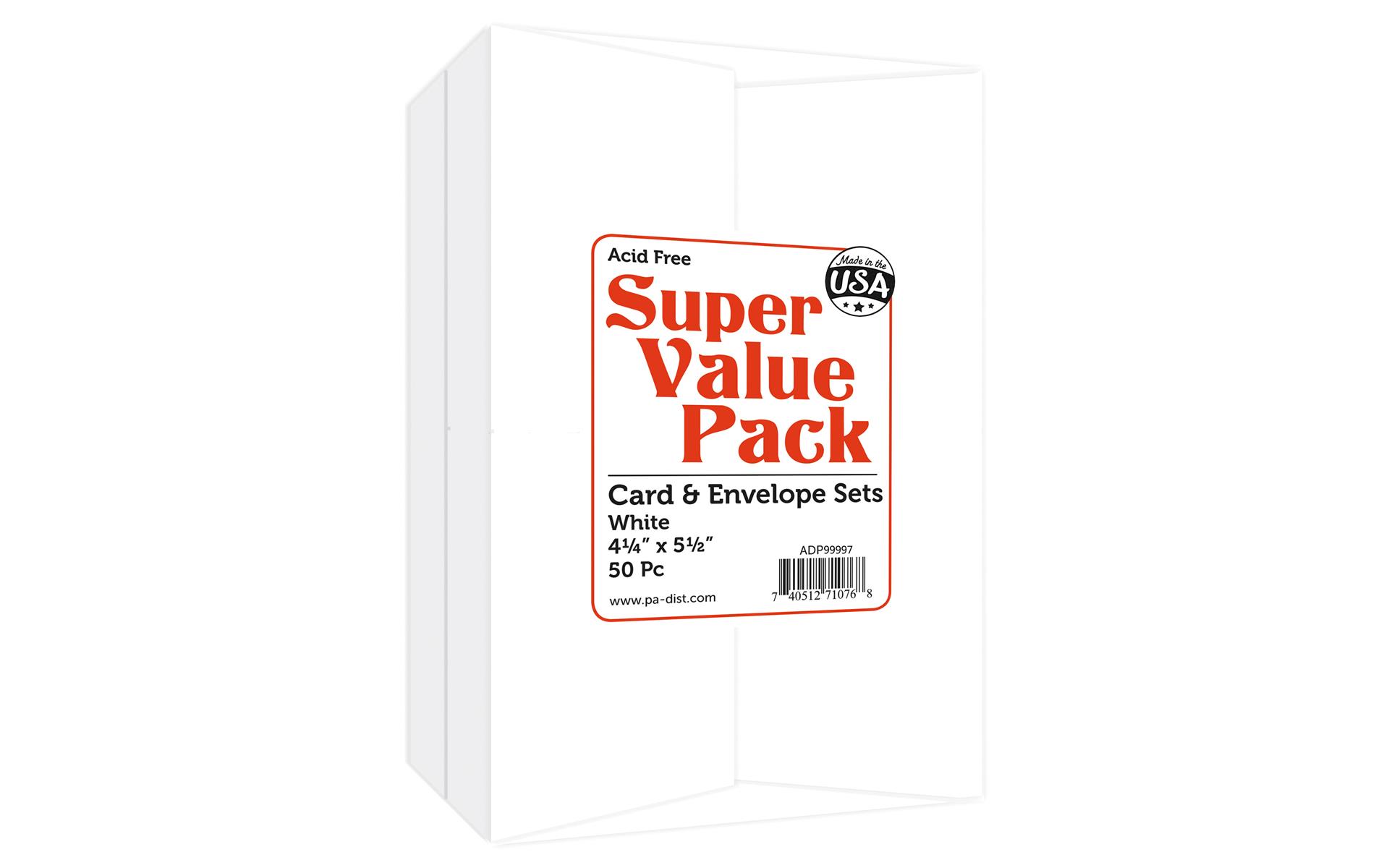 Paper Accents Super Value Cards and Envelopes - 4-1/4" x 5-1/2", White, Pkg of 50
