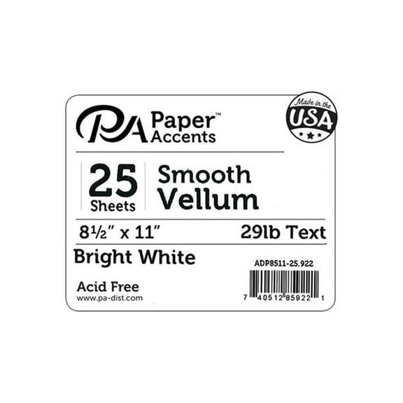 Paper Accents Vellum 8.5"x 11" 29lb Bright White 25pc