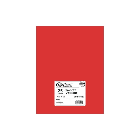 Paper Accents Vellum 8.5"x 11" 29lb Red 25pc