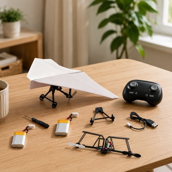 Paper Airplane DIY Kit – 2026 Upgrade Motorized Aircraft with Dual Propellers, Remote Control Flying STEM Toy, Lightweight Foldable Micro Drone