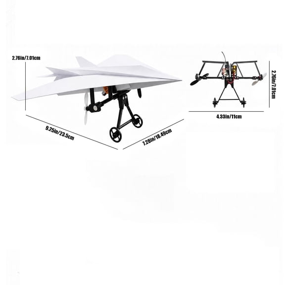 Paper Airplane Kit with Gyro Stabilizer – DIY Electric Remote Control Plane with Dual Propellers, Lightweight Foldable Flying Stem Toy Micro Fixed Wing Drone(One Batterie）