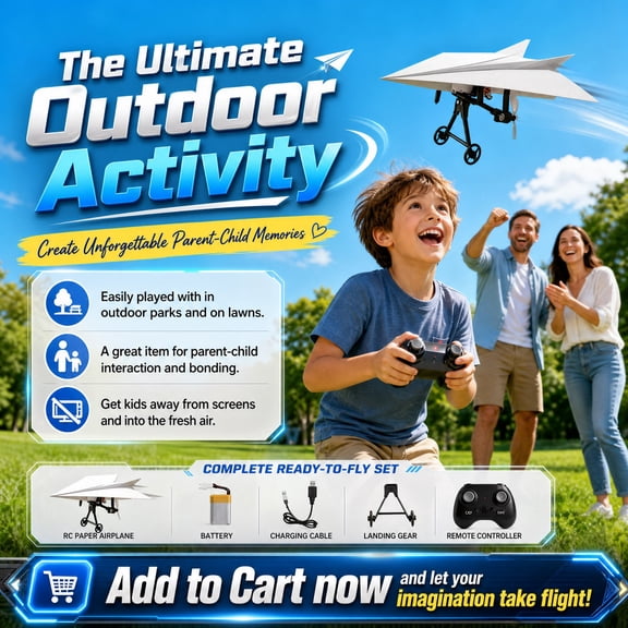 Paper Airplane Kit With Gyroscope Stabilizer Propellers Foldable, Mini Fixed Wing Drone Improve Hands On Skills, Educational Durable Safe Easy Assemble, Ki*ds Student Outdoor Play Learning Toy Use