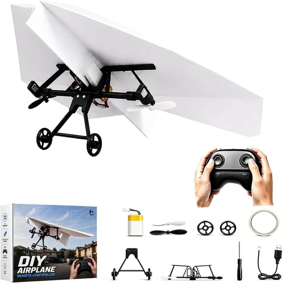 Paper Airplane Remote Control Kit, DIY RC Plane with Paper Airplane Motor
