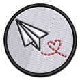 thumbnail image 1 of Paper Airplane with Heart Applique Multi-Color Embroidered Hook & Loop Patch - 3 Inch Medium, 1 of 5