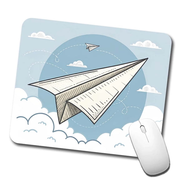Paper Airplanes Flying Illustration Mouse Pad Low Profile Gaming Mat