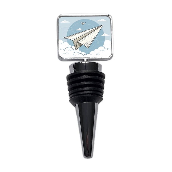 Paper Airplanes Flying Illustration Wine Bottle Stopper Cap Plug
