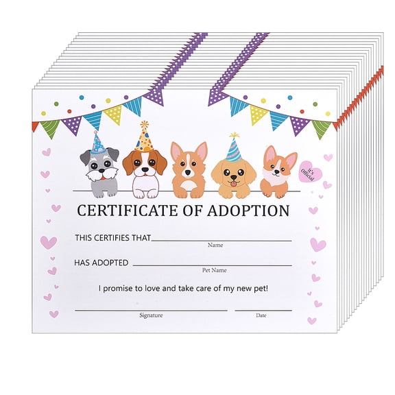 Paper Animal Adoption Card Rectangle with Animal Pattern White 200x250x0.5mm
