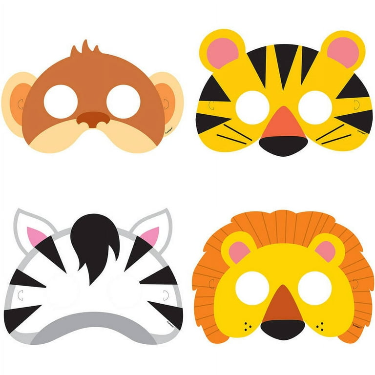 Hejulik 24pcs Animal Masks,DIY Colour-in Masks White Card Animal Masks for Kids Jungle Safari Zoo Forest, Kids Unisex, Size: One Size