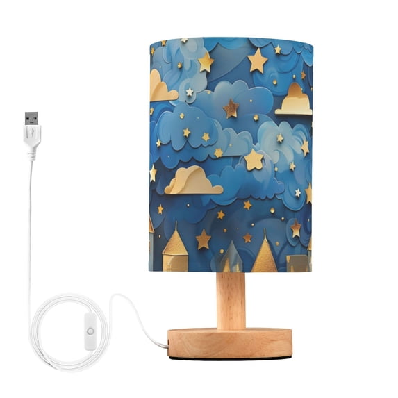 Paper Art Nocturne Clouds Stars Table Lamp with USB Port LED Warm Light Lamp Night Light Home Decor