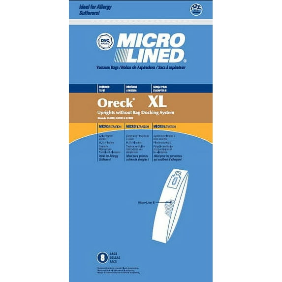 Oreck Compatible Style XL without Bag Docking System XL2000, XL8000 & XL9000 Uprights 8 Pack Bags Pack80009DW