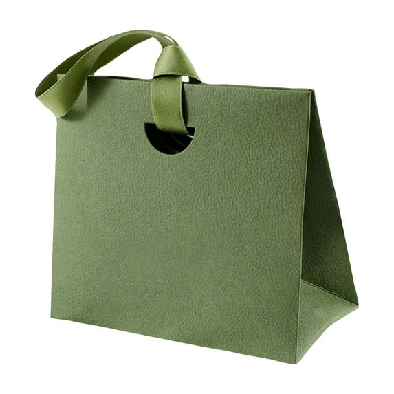 Paper Bag Handbag Gift Bag, Olive Green Folding Tote Bag With Strap, Reusable Shopping Bag For Groceries, Gifts, Parties, Or Daily Use
