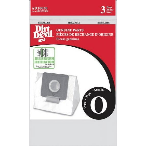 Dirt Devil Type O Allergen Vacuum Bags (3-Pack), AD10030