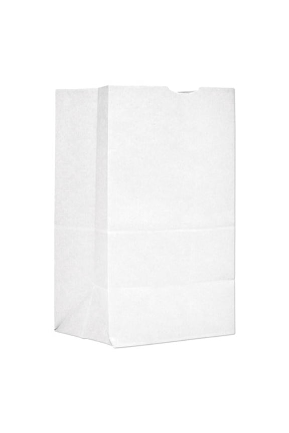 Paper Products 120321500PK/BL 8.13 in. x 5.88 in. x 12.5 in. #20 Squat Size Grocery Paper Bags - White (500/Bundle)