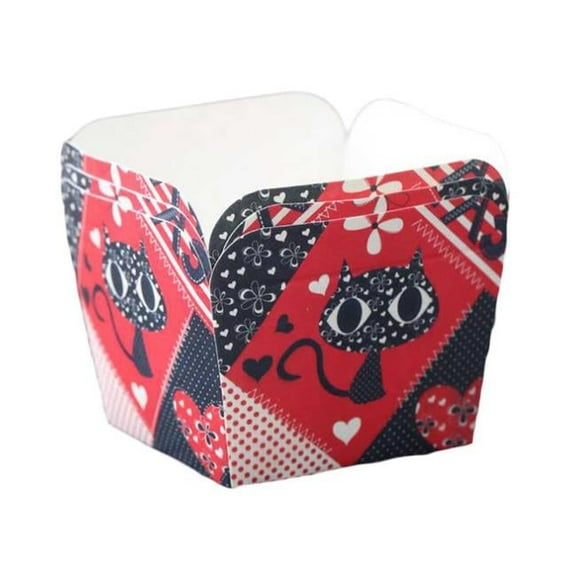 Paper Baking Cup Heat-Resistant Square Cupcake & Muffin Cup, Black Cat - 50 Piece