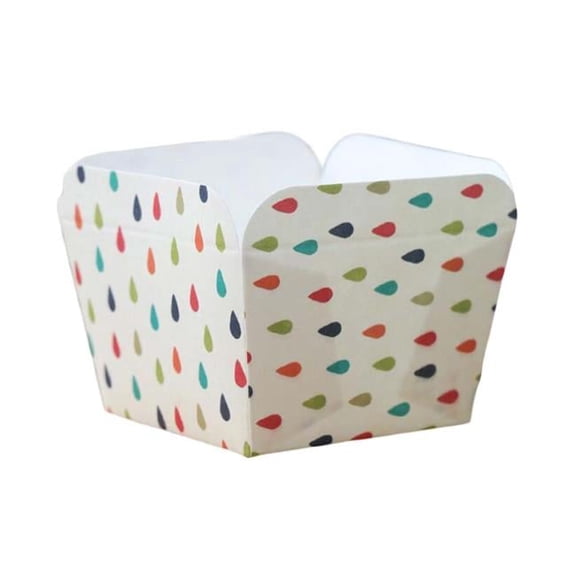 Paper Baking Cup Heat-Resistant Square Cupcake & Muffin Cup, Water Drops - 50 Piece