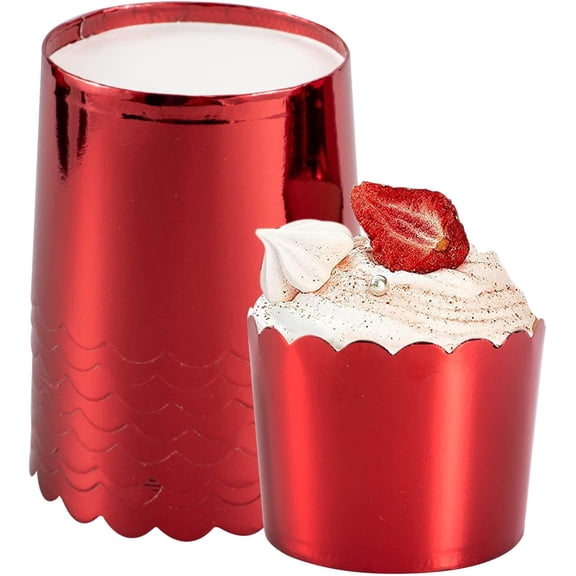 Paper Baking Cups, 50pcs Cupcake Liners Red Muffin Liners Greaseproof Disposable Bulk Cupcake Wrapper, 6 oz Standard Jumbo Muffin Cups for Halloween Christmas Parties by