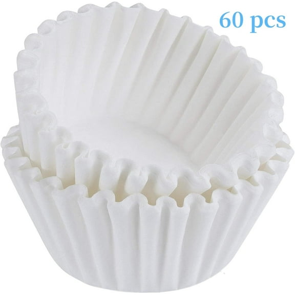 Paper Baking Cups,Paper Baking Wrappers for Cupcakes,2 Inch Cupcake Liners,Greaseproof Paper Cupcake Wrappers,Artrylin Standard Size Baking Cases,60 Pcs,White
