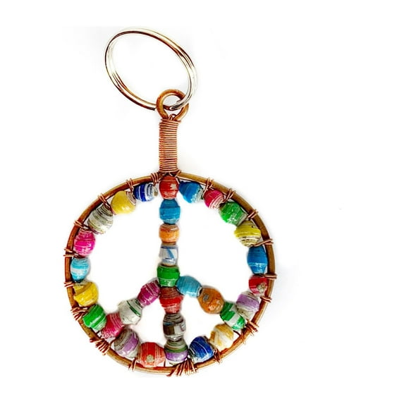 Paper Bead Keychain - Recycled Paper Beads, Sustainable, Fair Trade from Uganda, East Africa