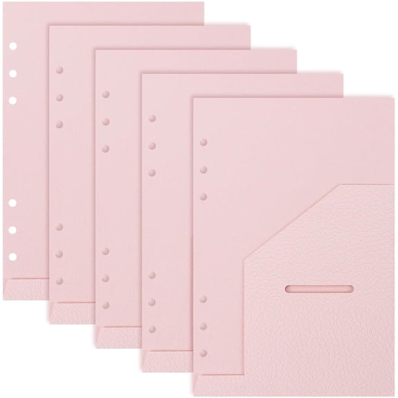 Paper Binder Pockets for A5 6-Ring Planners, 5.6" x 8.3" Open Front Divider Inserts for Budgeting, Scrapbook & Office Organization, 5 count