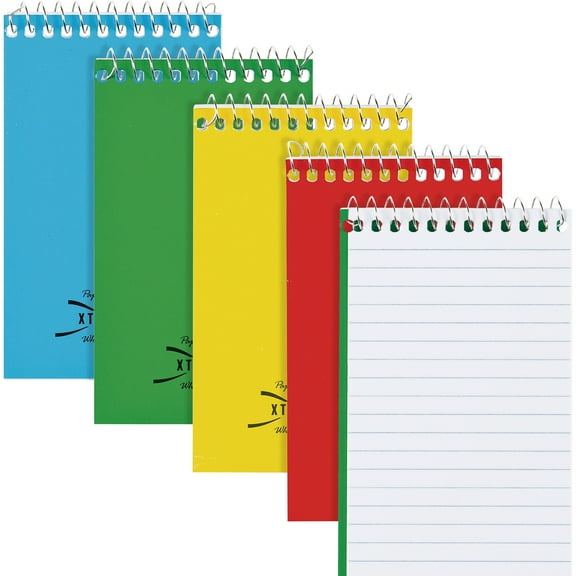 Paper Blanc Xtreme White Wirebound Memo Pads, Narrow Rule, Randomly Assorted Cover Colors, 60 White 3 X 5 Sheets | Bundle of 5 Each