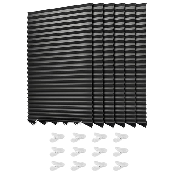 6 Pack 36 x 72 in Temporary Blackout Pleated Paper Blinds Shades for Indoor Windows, Tool-Free Installation, Adhesive Backing, Easy to Cut, No Drilling Needed for Kitchen Bedroom Living Room
